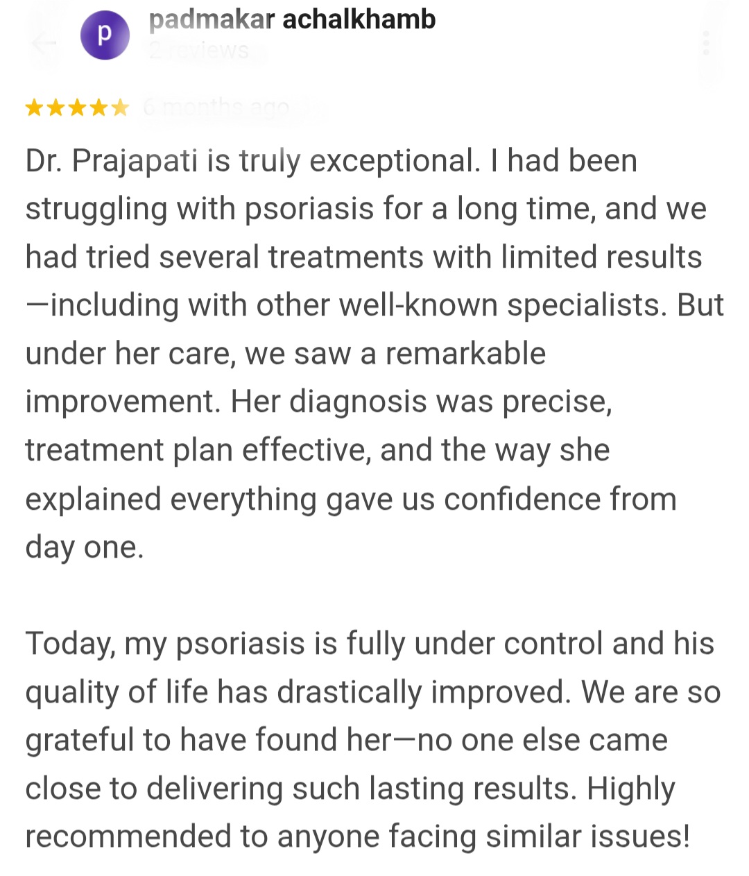 Psoriasis healed